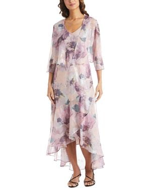 R & M Richards 2-pc. Floral-print Jacket & Gown Set - Red