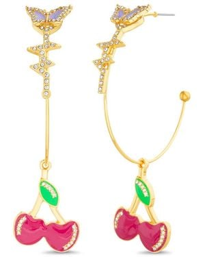Kensie Butterfly Hoop Earring - Pink