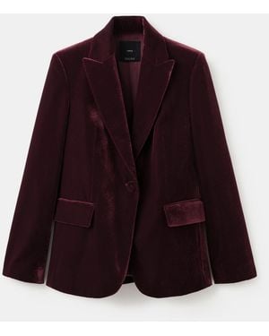 Mango Structured Velvet Blazer - Purple