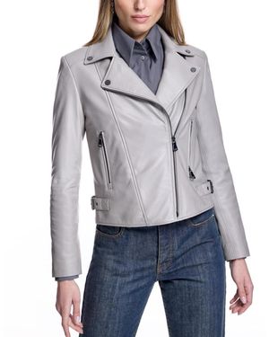 Julia & Stella By Maximilian Leather Moto Jacket - Gray