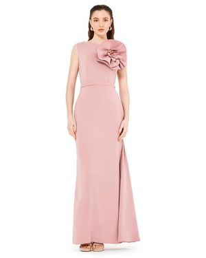 Amiri Floral Applique Crepe Column Gown - Pink