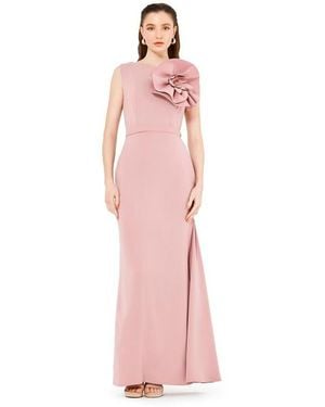 Amiri Floral Applique Crepe Column Gown - Pink