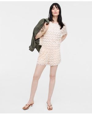 On 34th Sequin Fringe Pull-on Shorts - Natural