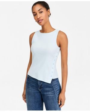 On 34th Boatneck Side Button Tank - Blue