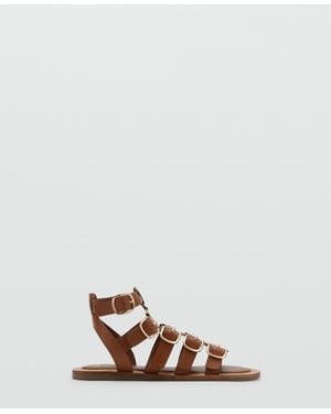 Mango Straps And Buckles Sandals - White