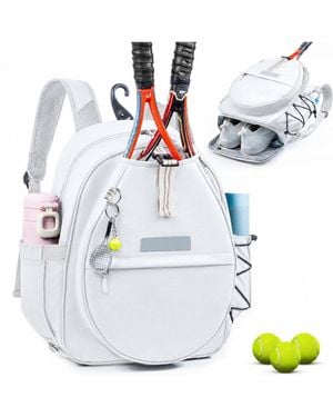 Peneyon Tennis Racket Bag Convertible Backpack Water Resistant Sports Gear Bag - White