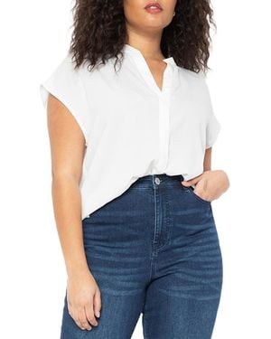 Eloquii Notch Collar Blouse - Green