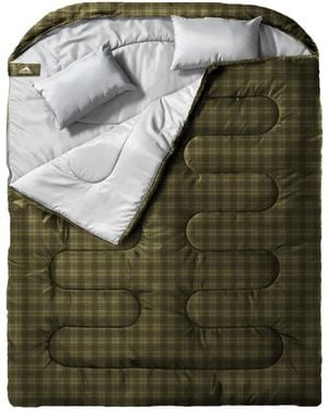 Gnuadz Double Sleeping Bag S Pillow Queen Two Person Camping Hiking Backpacking All Season Cold Warm - Green