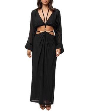 JLUXLABEL Hera Draped Maxi Skirt - Black