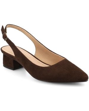 Journee Collection Sylvia Block Heel Slingback Pumps - Brown