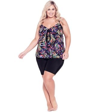 Avenue Plus Size Hi Waist Swim Short - Black