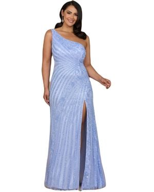 Lara One Shoulder Beaded Gown - Blue