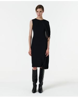 eem Asymmetric Shoulder Hoop Knit Dress - White