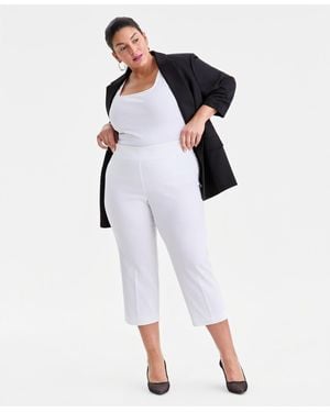 INC International Concepts Plus Size Mid-rise Pull-on Capri Pants - White