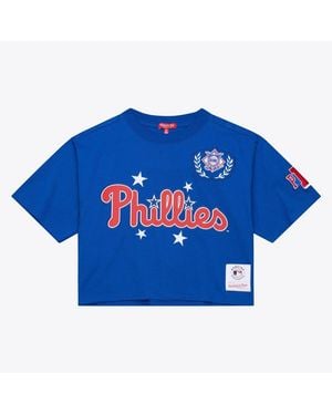 Mitchell & Ness Philadelphia Phillies Pep Rally Cropped Boxy T-shirt - Blue