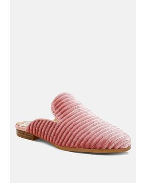 Rag & Co Ouzini Velvet Textured Slip On Mules - Pink