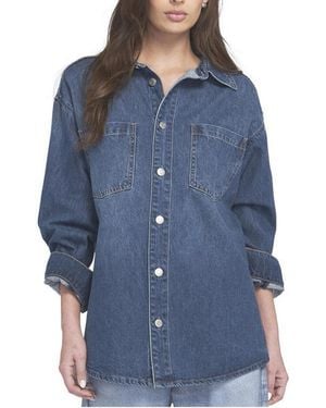 Elle Collection Feather Soft Denim Shirt Button Down Top - Blue