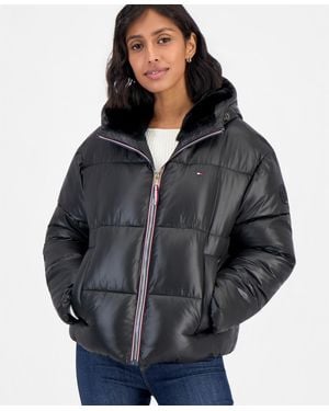 Tommy Hilfiger Hooded Puffer Coat - Black
