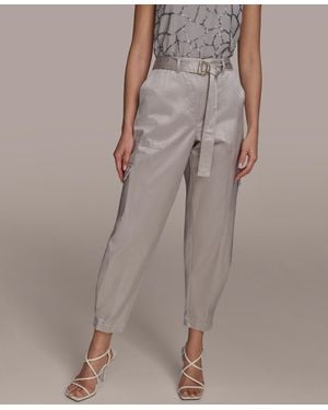 Donna Karan Belted Satin Cargo Pants - Brown