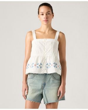 Levi's Mimi Square Neck Sleeveless Cotton Blouse - White