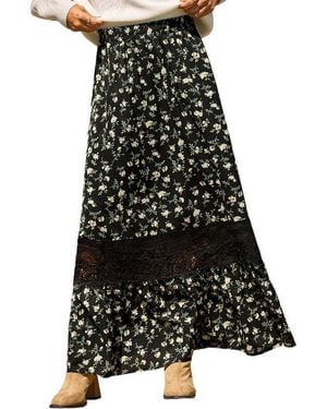 CUPSHE Picked For You Maxi A-line Lace Skirt - Black