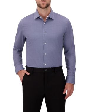 Report Collection 4-way Houndstooth-print Woven Dress Shirt - Blue