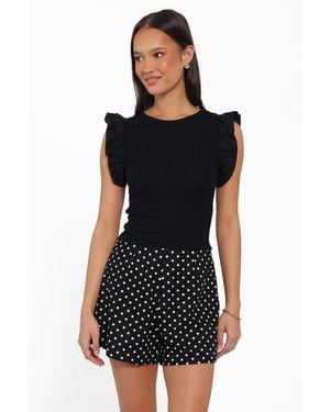 Petal & Pup Kathleen Ruffled Knit Top - Black
