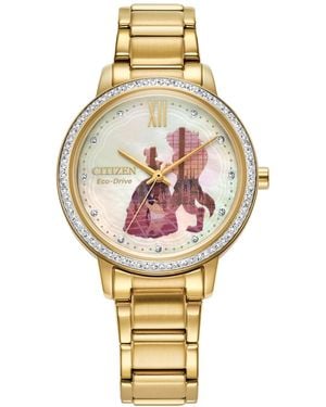 Citizen Eco-drive Disney Belle And Beast Stainless Steel Bracelet Watch 36mm Gift Set - Metallic