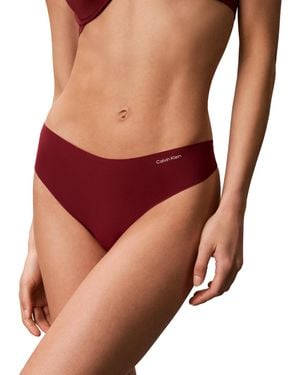 Calvin Klein Invisibles Seamless Microfiber Stretch Thong - Red