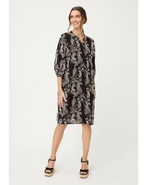 Olsen Embroidered 3/4 Sleeve Dress - Black