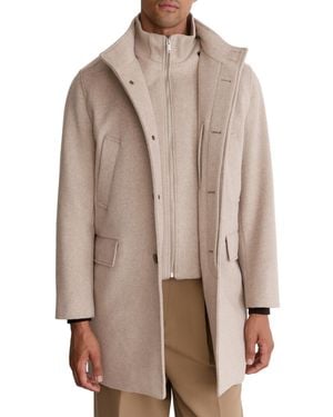 Reiss Chelmsford Merino Wool Funnel-neck Slim-fit Wide-rib Coat - Brown