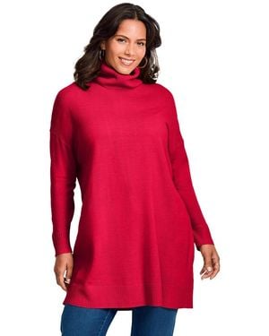 Avenue Plus Size Turtleneck Tunic Sweater - Red