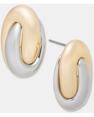 On 34th Two-tone Linked Stud Earrings - White