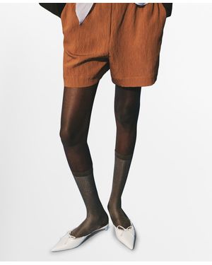 Mango Contrasting Trim Textured Shorts - Pink