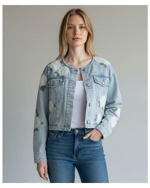 Blank NYC Cotton Button-front Shirt Jacket - Blue