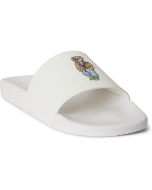 Polo Ralph Lauren Open Toe Slip-on Slides - White