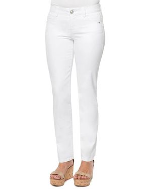 Democracy Straight Leg Elastic Waistband Jeans - White