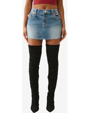 TRUE RELIGION Sadie Rope Stitch Flap Skirt - Blue