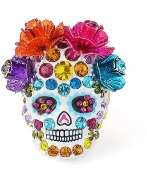 Betsey Johnson Faux-stone Sugar Skull Cocktail Ring - Multicolor