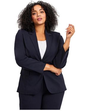 Avenue Plus Size Super Stretch One Button Blazer - Blue