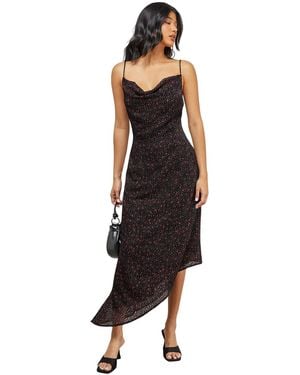 Warehouse Spot Devore Cowl Neck Maxi Dress. - Black