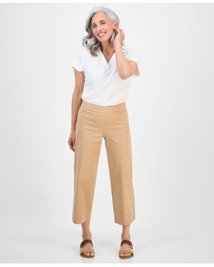 Style & Co. Petite High-rise Cropped Wide-leg Pants - White