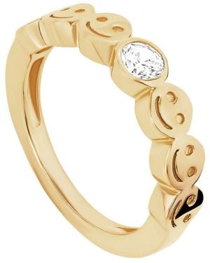 Macy's Cubic Zirconia Smiley Face Band Ring - Metallic