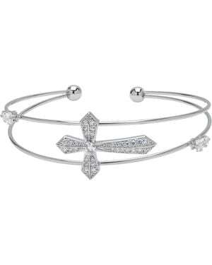 Macy's Cubic Zirconia Cross Bangle - White