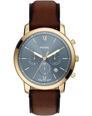 Fossil Neutra Chronograph Brown Leather Watch - Blue