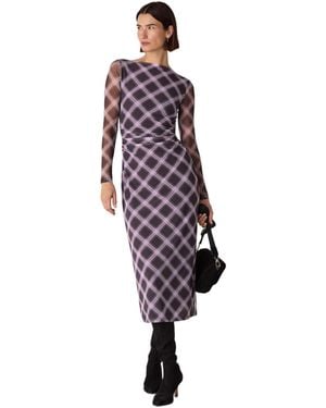 Whistles Check Mesh Dress - White