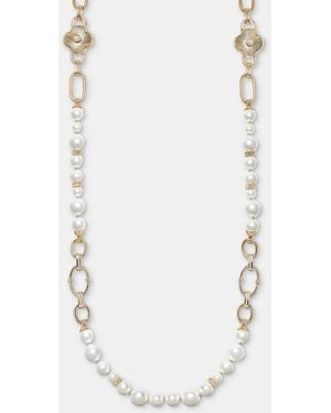 Anne Klein Crystal & Imitation Strand Necklace - White