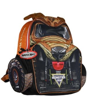 MONSTER JAM Backpack 16 Inch Monster Mutt Top Dog Book Bag - Black