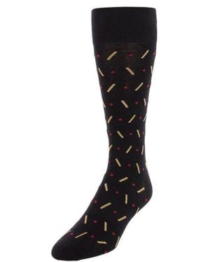 Trafalgar Jevin Dot And Dash Mid-calf Combed Cotton Dress Socks (1 Pair) - Black