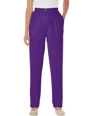 Woman Within Within Straight-leg All-cotton Denim Pull-on 7-day Elastic-waist Jeans - Purple